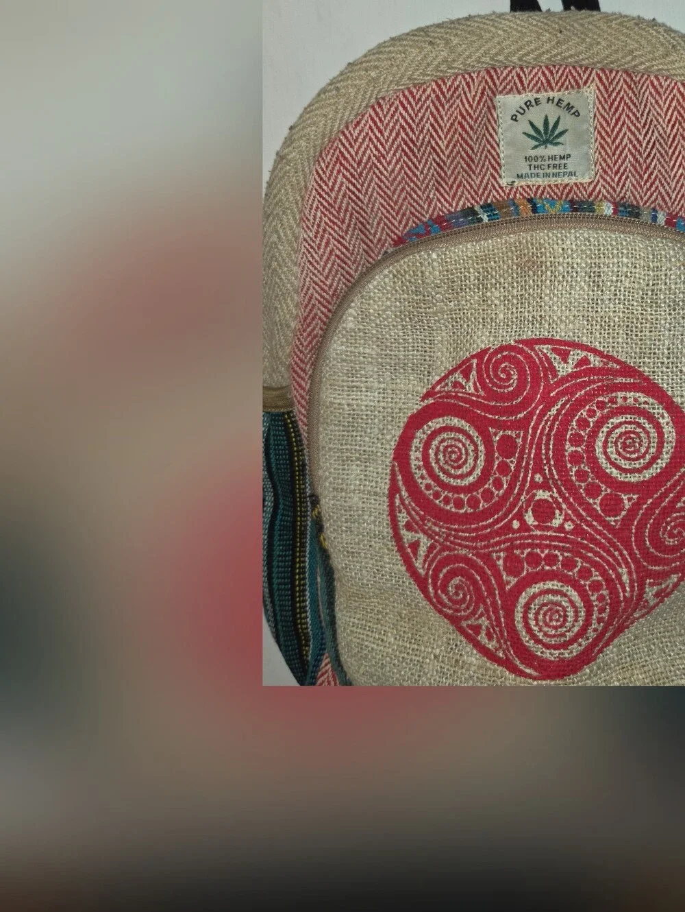 Pure Hemp Small Backpack with Mandala Accent No Thc Hippie Festival